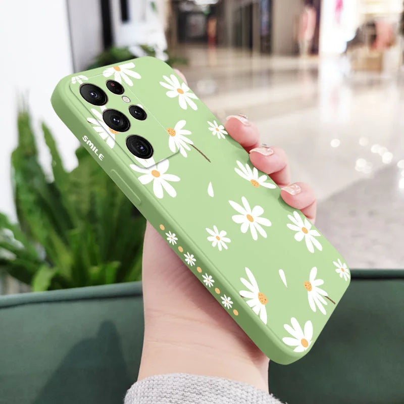Plain Daisies Phone Case For Samsung Galaxy S24 S23 S22 S21 S20 Ultra Plus FE S10 S9 S10E Note 20 Ultra 10 9 Plus Cover