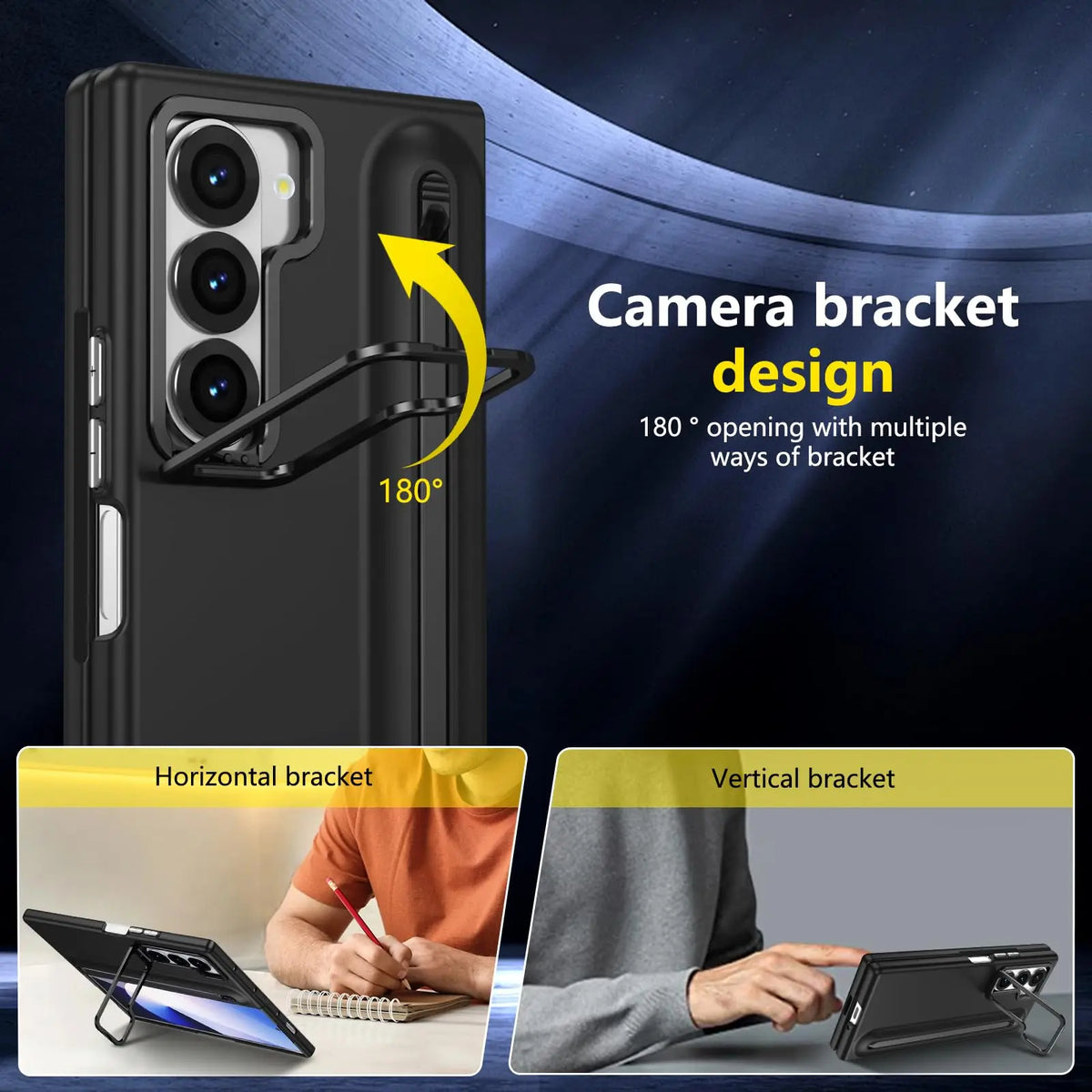 Metal Lens Holder Phone Cover For Samsung Galaxy Z Fold 7 6 5 Z Fold7 Fold6 Case With Screen Glass S Pen Slot Shockproof Cases