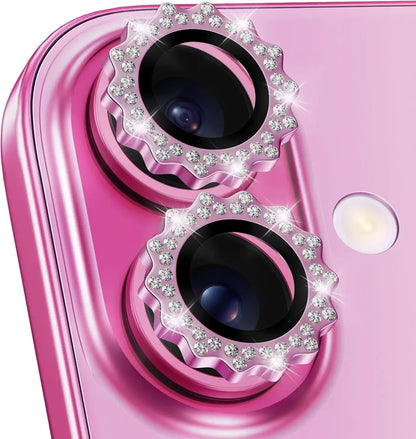 2-3Pcs Bling 3D Metal Gear Design Diamond Camera Lens Glass Protector For IPhone 16 17 Pro Max 15Pro 16Plus Case Friendly Rings