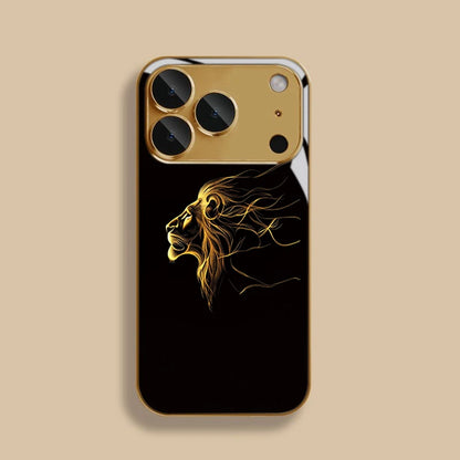Luxury Heroic Lion Tempered Glass Phone Case For iPhone 17 13 12 11 Pro Max 16 15 14 Plus Pro Max 16E 17Air Anticollision Cover
