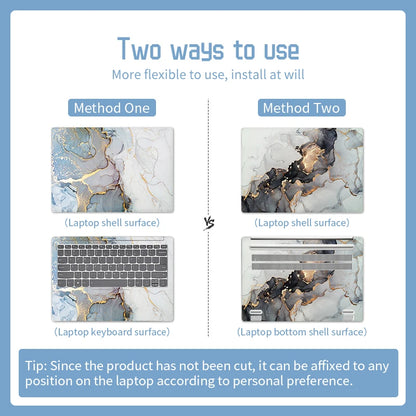 DIY Marble Cover Laptop Skins Vinyl Stickers 13"14"15.6"17.3"PVC Film Waterproof Skin Decorate Decal for Macbook/Lenovo/HP/Acer