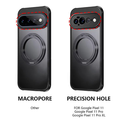 Matte&Clear Magnetic 360° Rotation Stand Case For Google Pixel 11 10 9 Pro XL 8 7 6 Pro 10a 9a 8a 7a 6a Metal Ring Holder Cover