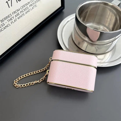 Bucket Bag Earphone Case for Apple Airpods 1/2/3Pro2 High Quality Electroplated Leather Soft Case with Pendant Chain Fashionable