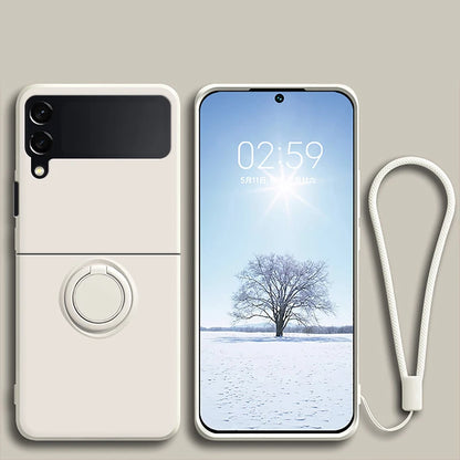 Luxury Liquid Silicone Ring Holder Magnetic Bracket Phone Case For Samsung Galaxy Z Flip 3 4 5 6 7 8 Flip8 Flip7 5G Back Cover