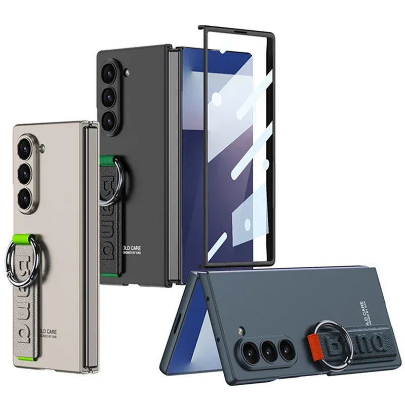 Elastic Wrist Strap Ring Protective Phone Case for Samsung Galaxy Z Fold 7 6 Fold7 Fold6 Shockproof Cover