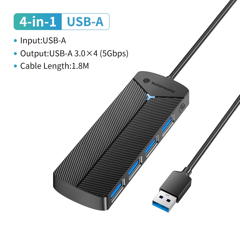 Yottamaster 5Gbps 4-in-1 USB3.0 Hub USB HUB Adapter Expansion Dock Ultra-Slim OTG Adapter Type C For PC iOS Computer Accessorie