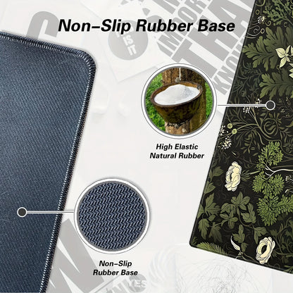 Botanical Green Floral Plant Mouse Pad Large Desk Pad Non-Slip Gaming accessories Mouse Mat Stitched Edges for Office and Home