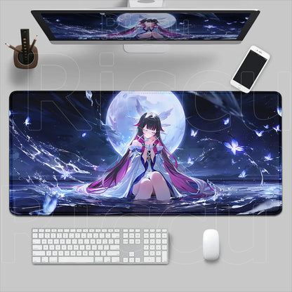 Kawaii Genshin Impact Columbina Mouse Pad Gaming Locking Animal Edge Big Computer Game Large Rubber Art Mousepad Laptop Desk Mat