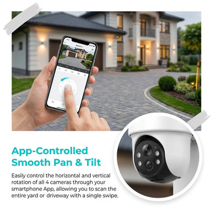 ARCCTV 4MP Wifi Solar Camera Kit Outdoor Wireless Security Surveillance Camera Set Siren Alarm Humanoid Detection Two Way Audio
