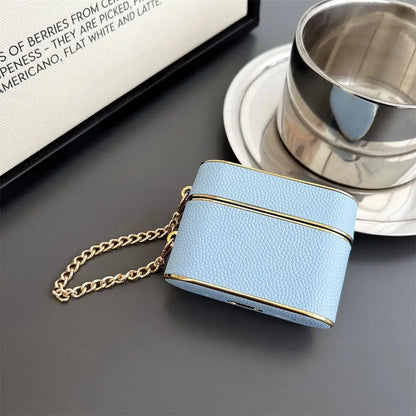Bucket Bag Earphone Case for Apple Airpods 1/2/3Pro2 High Quality Electroplated Leather Soft Case with Pendant Chain Fashionable