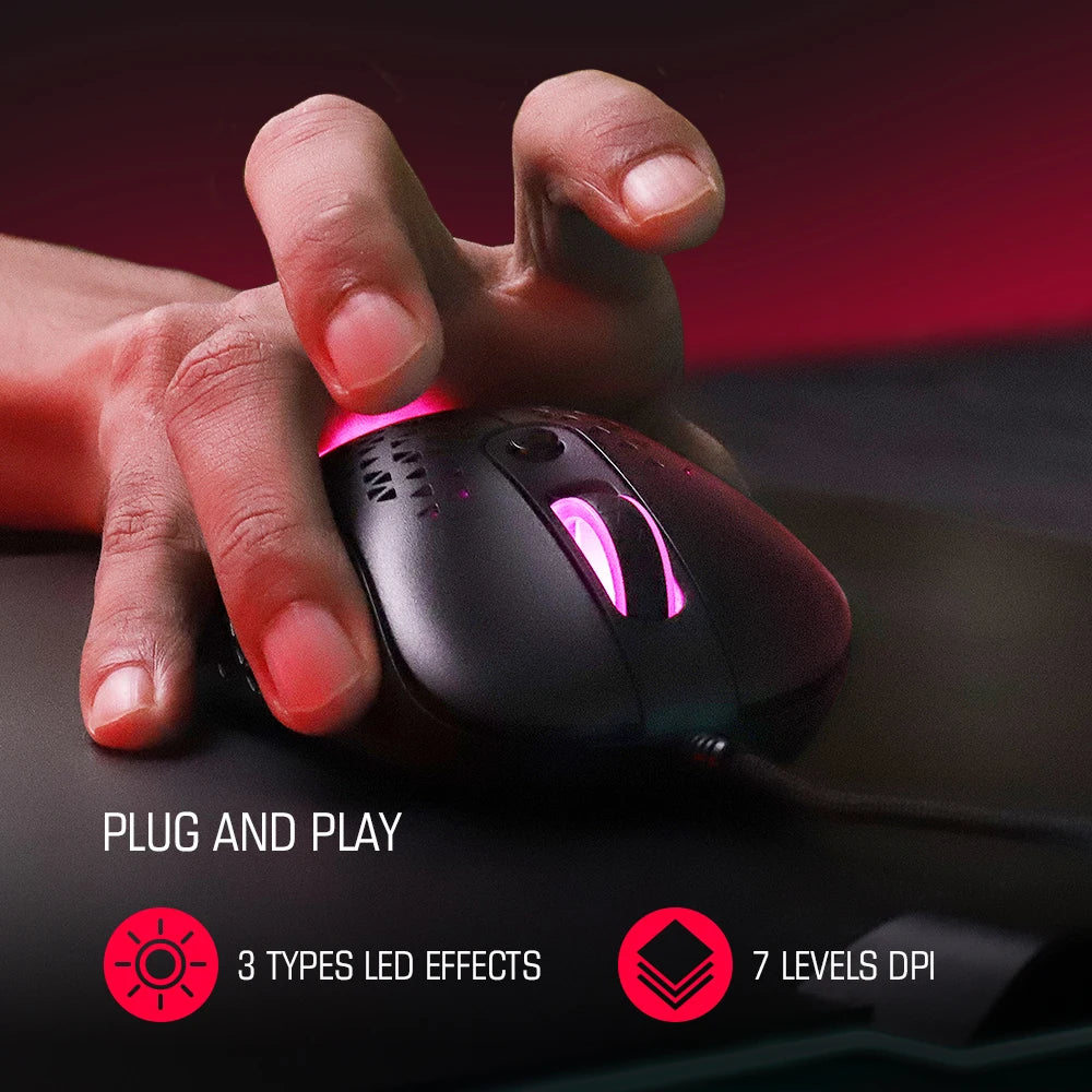 GameSir GM500 Wired Gaming Mouse Super Lightweight PC Mouse with PMW33600 Optical Sensor 12000 DPI for Windows 7 10 11