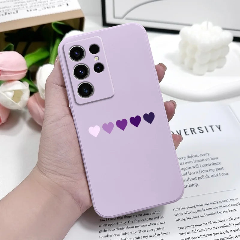 Gradient Heart Phone Case For Samsung Galaxy S25 S24 S23 S22 S21 S20 S10 S10E Ultra Plus FE Note 20 Ultra Plus Cover