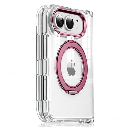 Luxury For Magsafe Phone Case For iPhone Duo 18 Fold With Rotating Magnetic Holder Transparent Case Acrylic Cover