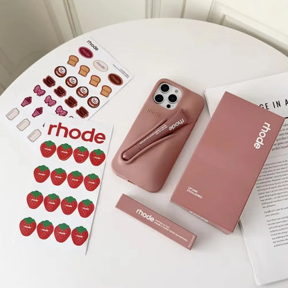 Luxury Aesthetic Rhode Lip Balm Design Matte Silicone Shockproof Phone Case All Matching Color Protective Case For iPhone Series