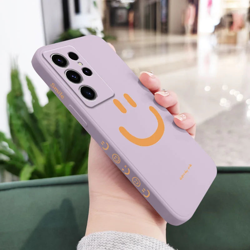 Hello Smile Phone Case For Samsung Galaxy S24 S23 S22 S21 S20 S10 S10E Ultra Plus FE Note 20 Ultra 10 Plus Cover