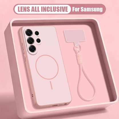 Candy Color Magnetic Phone Case For Samsung Galaxy S26 S25 Ultra Edge S24 S23 FE A17 A56 A37 A16 A55 A15 A36 A55 Lanyard Cover
