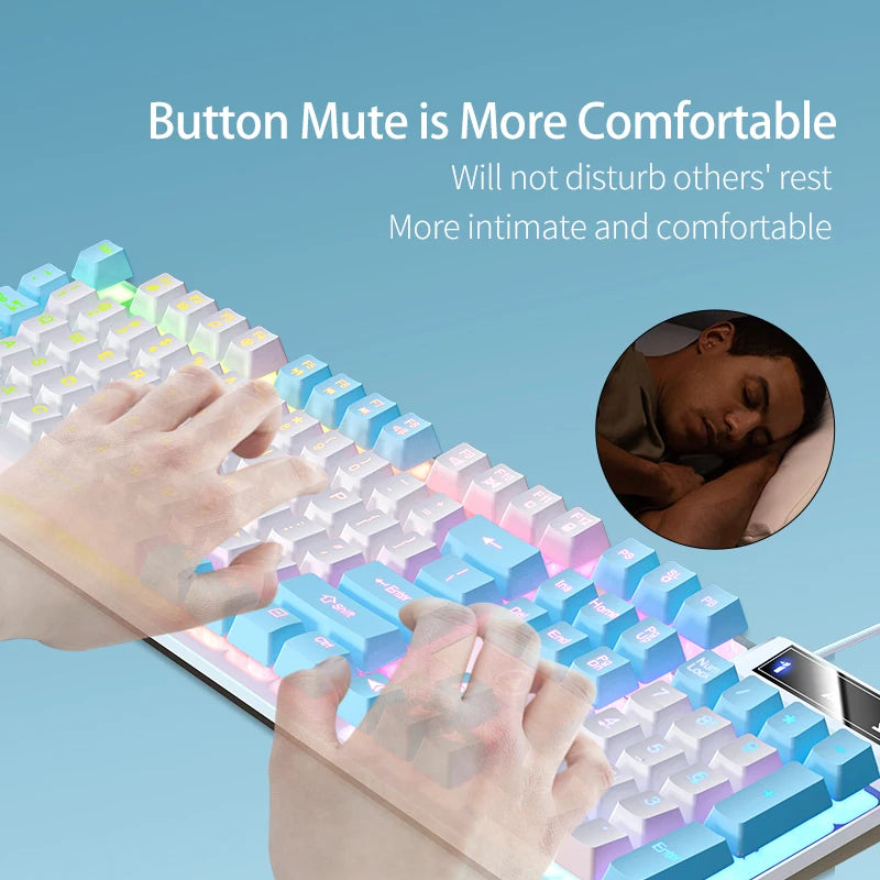Wired Backlit Keyboard and Mouse Combo USB Ergonomic Mechanical Feel Gaming Office Keyboard Mouse Set for Desktop Laptop PC Home