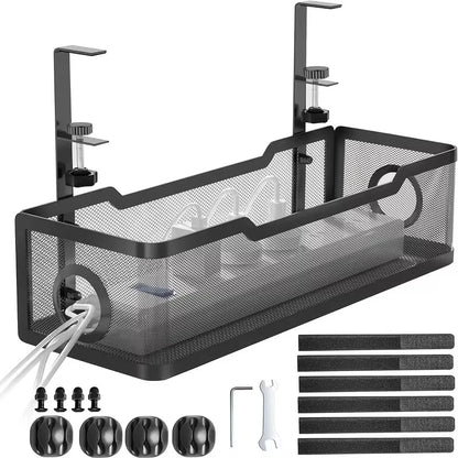1-2PCS Under-Desk Cable Management Tray Office Cable Organizer No Drilling Desktop Cable Tray for Neat Cable Arrangement