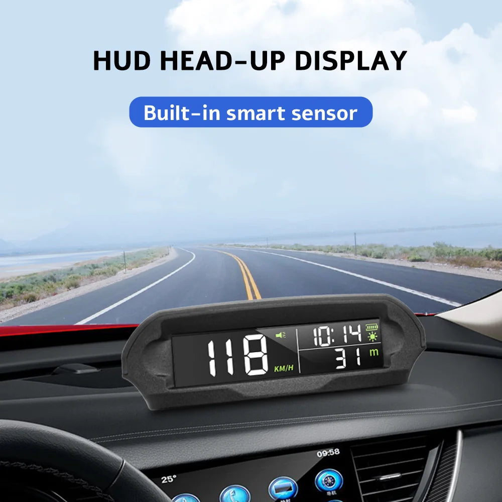 GPS Head Up Display Solar Digital Car Speedometer With Temperature/Altitude Over-Speed Fatigued Driving Reminder