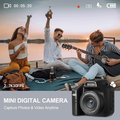 Mini Keychain Camera 4K HD Retro Digital Camera 64MP 1.54-Inch HD Screen Portable Video Recorder with Flash Thumb Camera