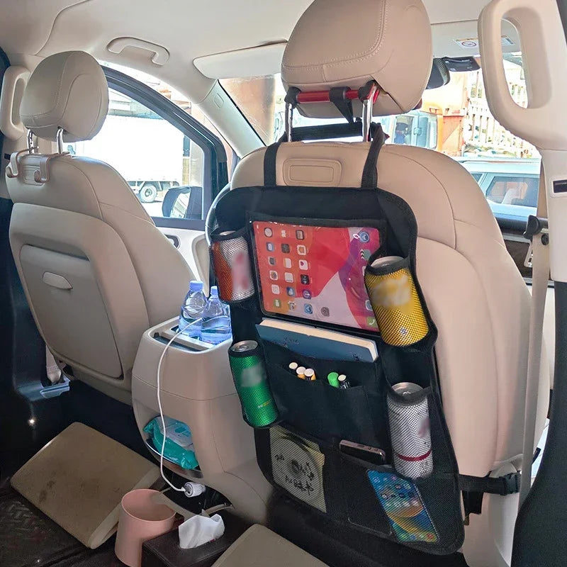 Car Seat Back Storage Bag Tablet Phone Water Cup Holder Multifunctional High-Capacity Storage Bag Car Interior Accessories