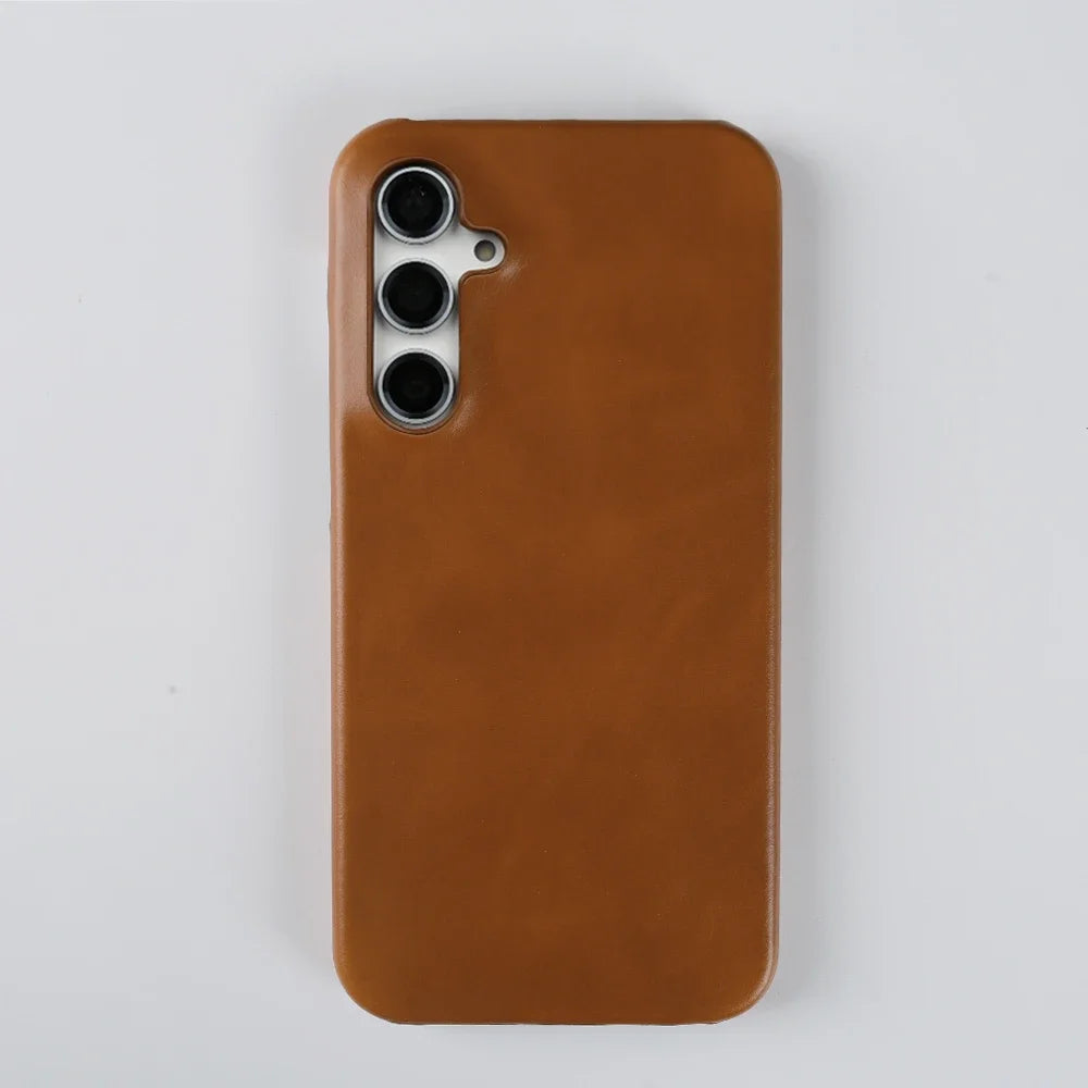 Handmade Genuine Leather Case For Samsung Galaxy S23 FE S20 S20FE 5G S22Plus S21 Aesthetic Vintag Pattern Phone Shell Back Cover
