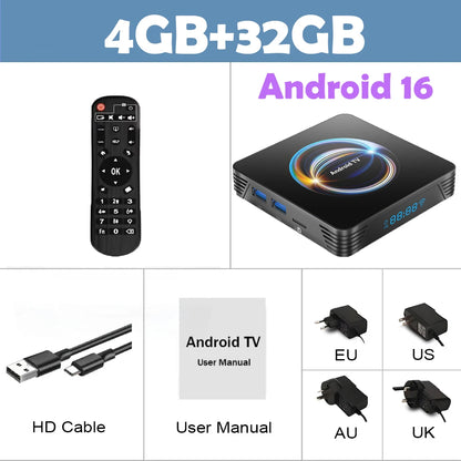 Android 16 Smart TV Box X66 8GB+256GB Rockchip RK3528 Google Assistant 8K Video Bluetooth5.4 Media Player Very Fast Set Top Box