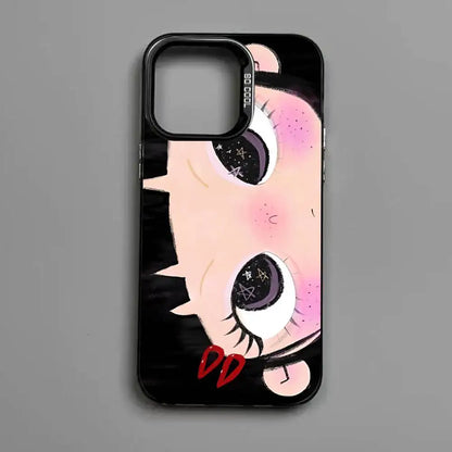 Kawaii Cute Black Big Eyes Cool Phone Case For IPhone 17 16 Plus Pro Max 15 14 13 12 11 Matte Colorful Covers
