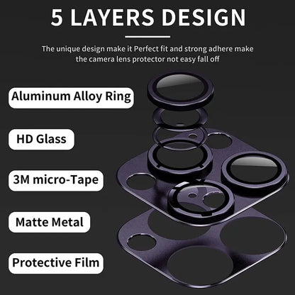 Tempered Glass Metal Camera Lens Protector for Apple iPhone 14 15 16 17 Pro Max Easy Install Camera Lens Protector Case