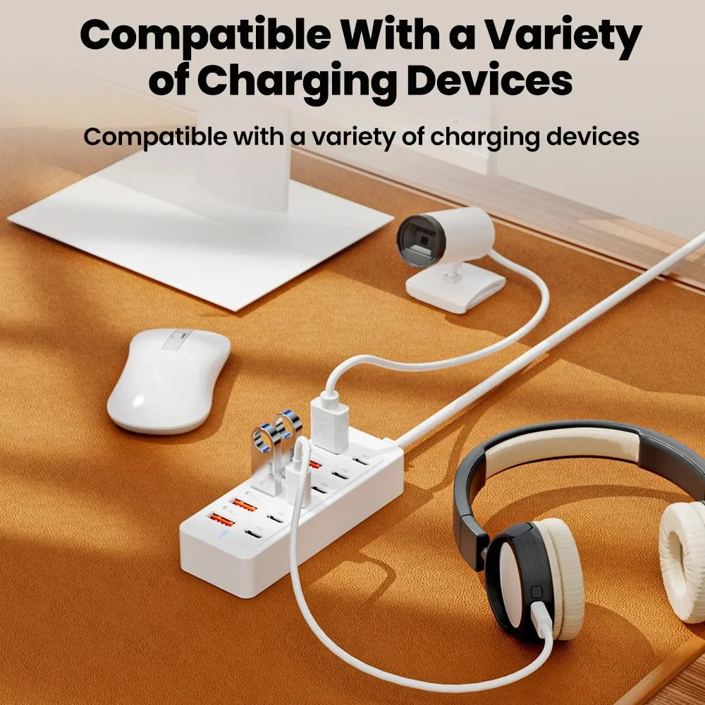 12 in 1 USB HUB Adapter Socket USB Type C Charger Fast Charging Power Strip Desktop Charging Station For iPhone Samsung Xiaomi