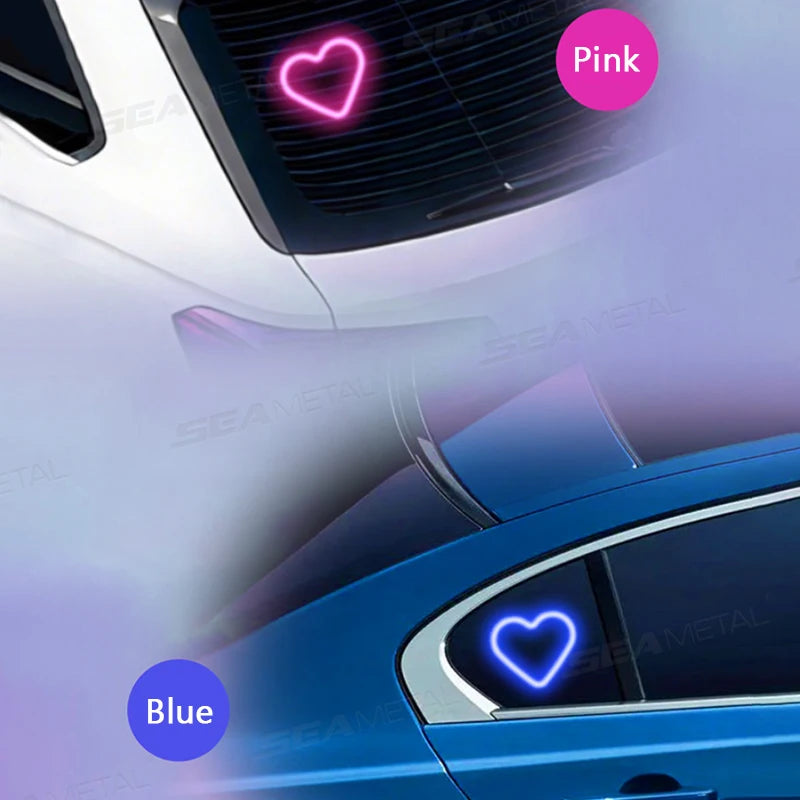 SEAMETAL Universal Car Solar Heart-shaped Light Car Window LED Peach Heart Atmosphere Lamp for Car Exterior Interior Decoration