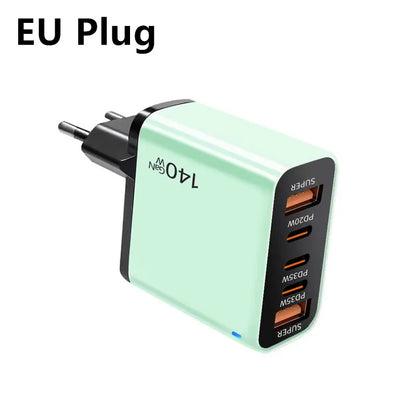 GaN 140W USB C Charger PD Fast Charging Travel Charger For iPhone Samsung Xiaomi Huawei OPPO Mobile Phone Adapter EU US UK Plug