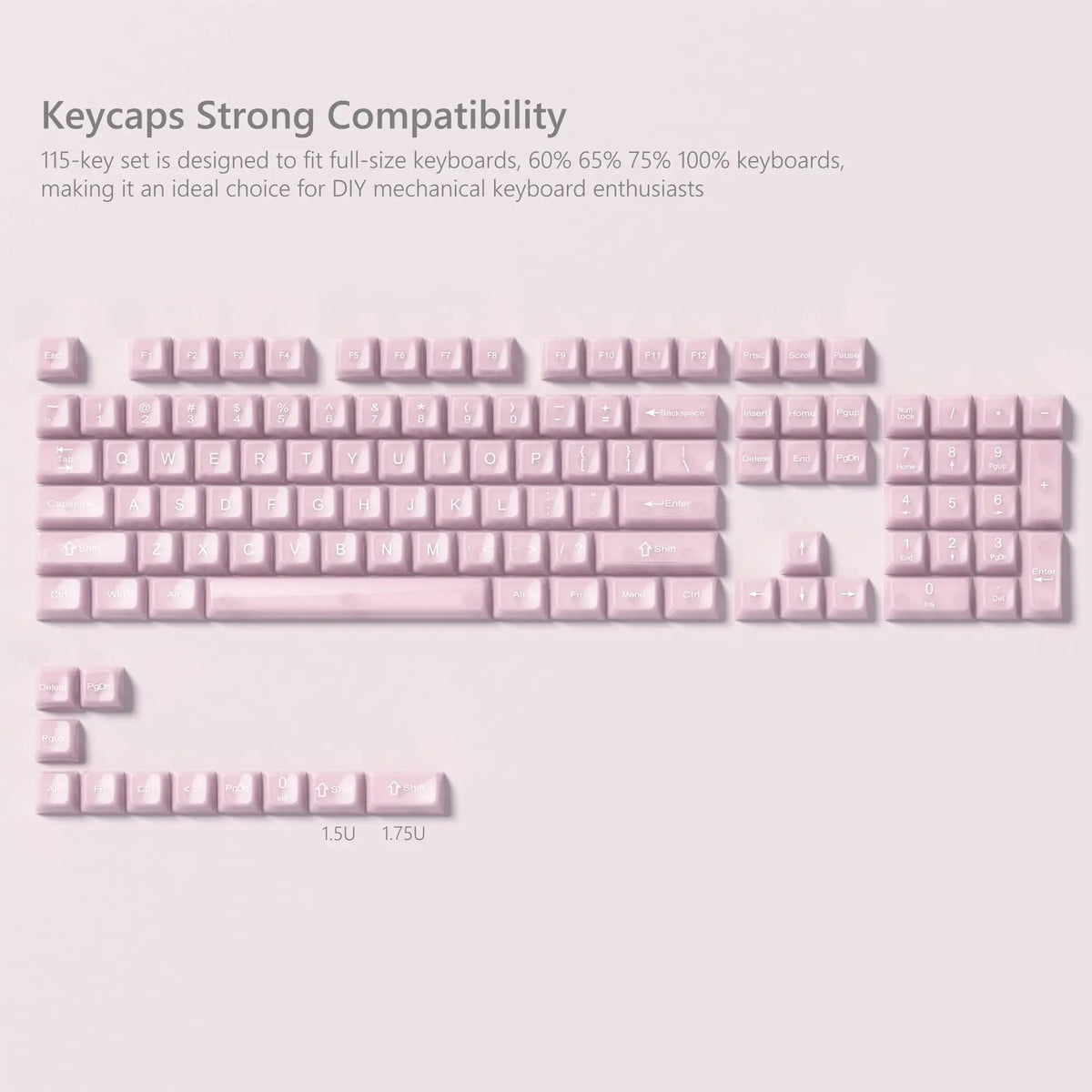 115 Keys Grey Fog Transparent Clear Keycaps Crystal PC Keycap RGB Shine Through Key Cap MDA Profile for MX Switch Keyboard