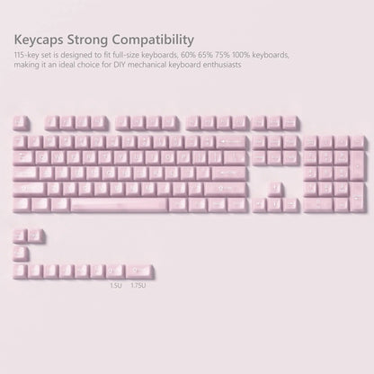 115 Keys Grey Fog Transparent Clear Keycaps Crystal PC Keycap RGB Shine Through Key Cap MDA Profile for MX Switch Keyboard