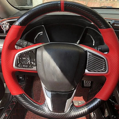 Car Steering Wheel Cover Non-slip Carbon Fiber Suede Braid For Honda Civic 10 2016-2021 CR-V CRV 2017-2021 Clarity 2018-2021