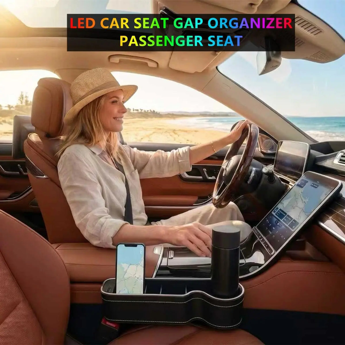 7 Color Led Car Seat Gap Filler Organizer Car Seat Pocket Gap Filler, Car Gap Organizer Storage Console Side Seat Gap Filler