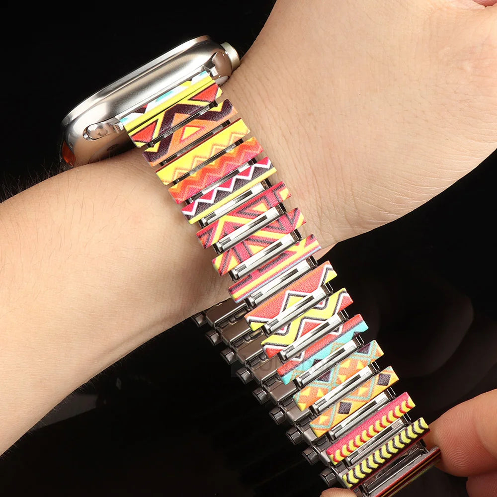Colorful Elastic Stainless Steel Band for Apple Watch 49mm 46mm 45mm 44mm 42mm 41mm Strap iWatch Ultra SE 11 10 9 8 7 6 5 4 3