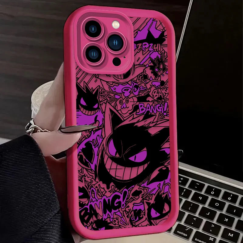 P-Pokemon Gengar Graffiti Phone Case for iPhone 17 Air 16 16E 15 14 13 12 11 Pro Max X XS X S Max XR SE 2020 SE4 7 8 Silicone