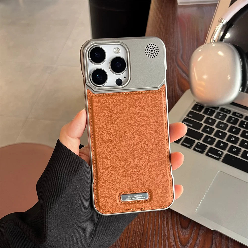 Luxury Classic Leather Magnetic Frameless Phone Case For iPhone 15 16 17 Pro Max Air Plus 14 13 12 11 Plating Protection Cover