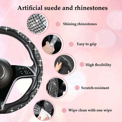 Fashion with Diamond Car Universal 38cm Steering Wheel Cover Colorful Bronzing Diamond BlingBling Steering Wheel Accessories