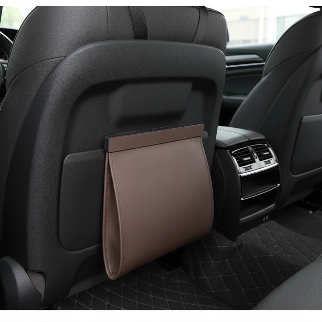 Magnetic Adsorption Car Garbage Bag Waterproof PU Leather Auto Back Seat Hanging Trash Bin for Car Interior Accessories