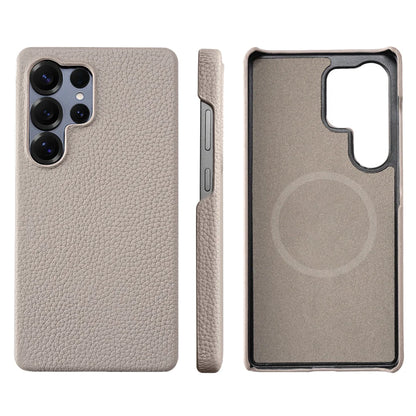 for Magsafe Case for Samsung Galaxy S26 S24 S25 Ultra Plus Natural Cowhide Leather Magnetic Protector Luxury Phone Back Cover