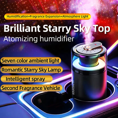 USB Starry Sky Car Humidifier & Aroma Diffuser, Mini Portable Nebulization Air Freshener with RGB Light, Fits Car, Home, Office
