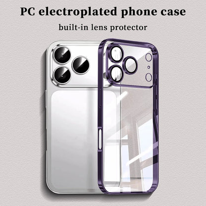 Luxury Plating Transparent Phone Case For iPhone 17 16 15 14 13 Pro Max 17Pro Lens Protection Shockproof Clear Bumper Back Cover