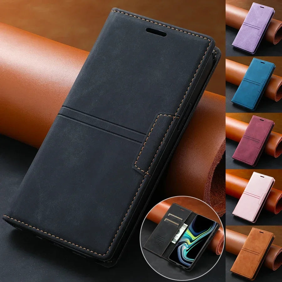 Wallet Card Slot Magnetic Flip Leather Case For Samsung Galaxy S25 Edge S24 Ultra S23 Plus S22 S21 S20 FE Note 20 10 Lite 9 8