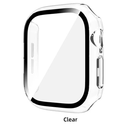 Tempered Glass PC Case for Apple Watch 12 46mm Hard Bumper Screen Protector Cover for Iwatch Series 12 42mm Shell Accessories