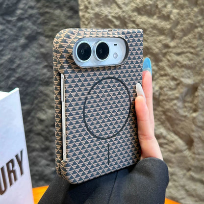 For iPhone Duo Case For Magsafe Magnetic Fashion Hard New Carbon Fiber Pattern Anti Fall Protect Back Cover For iPhone duo Shell