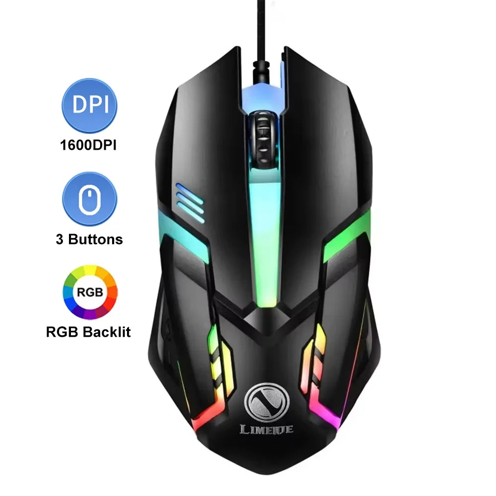 KEBIDUMEI 7 Buttons USB Wired Mouse RGB Backlit Mouse Ergonomic Gaming Mouse Plug and Play For PC Computer Laptop Windows Mac OS