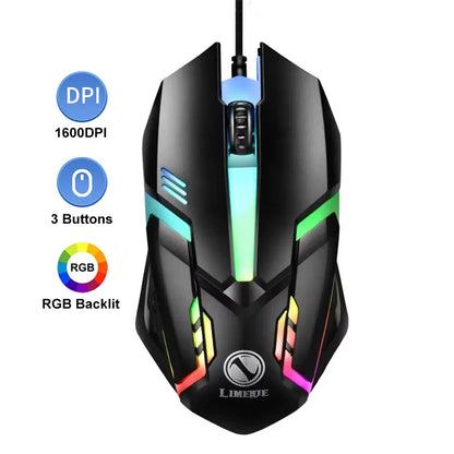 KEBIDUMEI 7 Buttons USB Wired Mouse RGB Backlit Mouse Ergonomic Gaming Mouse Plug and Play For PC Computer Laptop Windows Mac OS