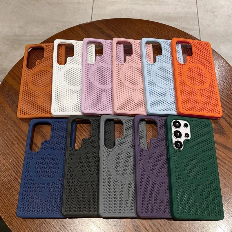 Magnetic For Magsafe Cooling Breathable Case For Samsung S26 S25 S24 S23 Ultra S22 Plus FE Shockproof Heat Dissipation Cover